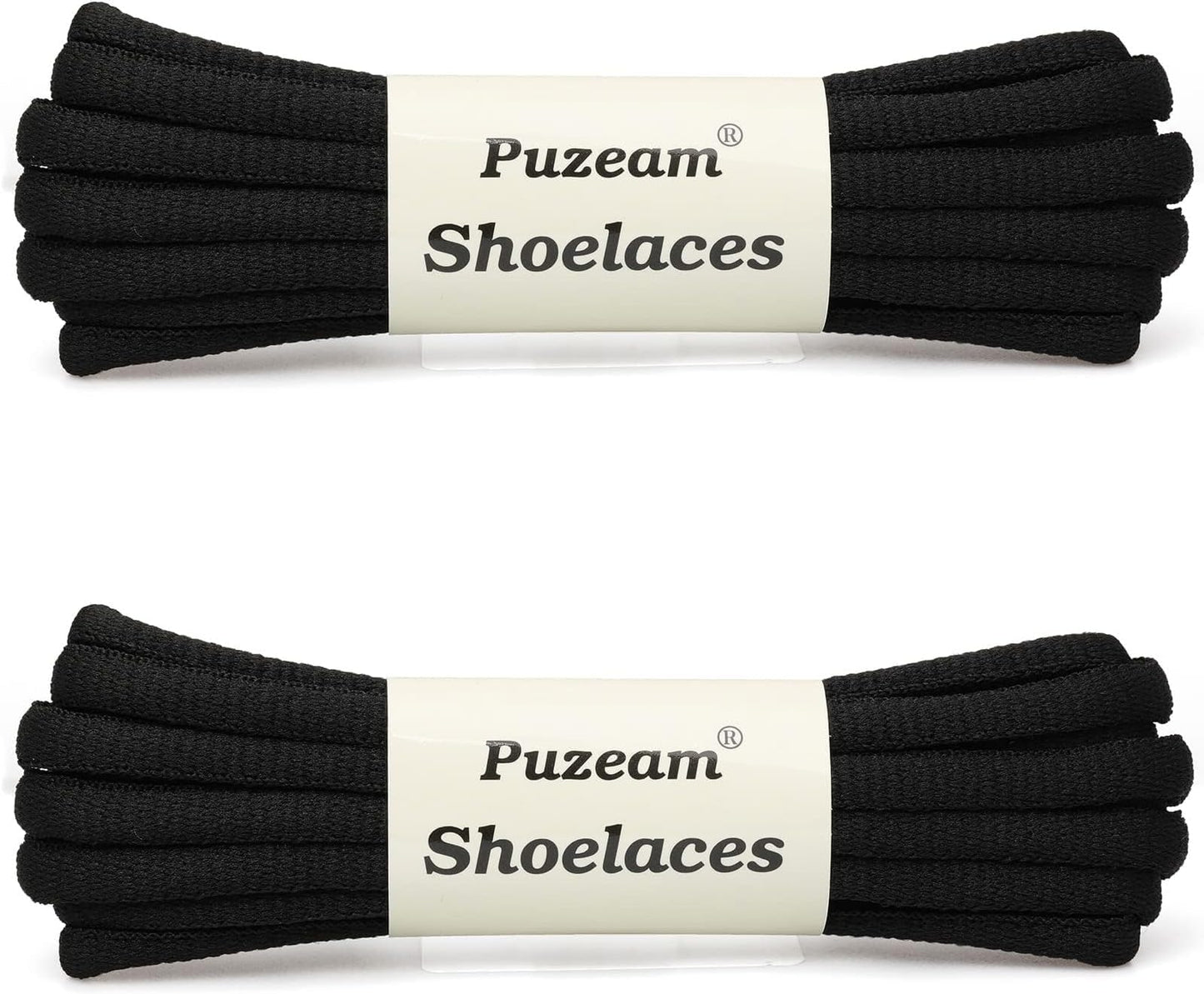 Puzeam 2 Pairs Oval Athletic Shoelaces 30 Colors 1/4" Half Round Shoe Laces for Sneakers - Black 80