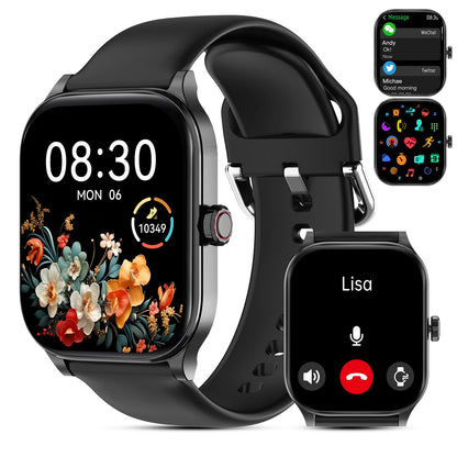 Smart Watch for Women Men(Answer/Make Call), Smartwatches with Heart Rate/SpO2/Sleep/Stress Monitor, IP68 Waterproof Activity Tracker for Android iPhone, 100+ Sports Fitness Watches (Black, 2.01“)