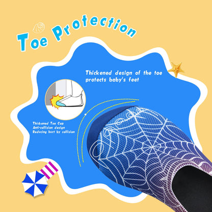 WateLves Kids Water Shoes Toddler Girls Boys Barefoot Non-Slip Quick Dry Aqua Socks for Beach Swim Walking (Blue/Red, 28/29)