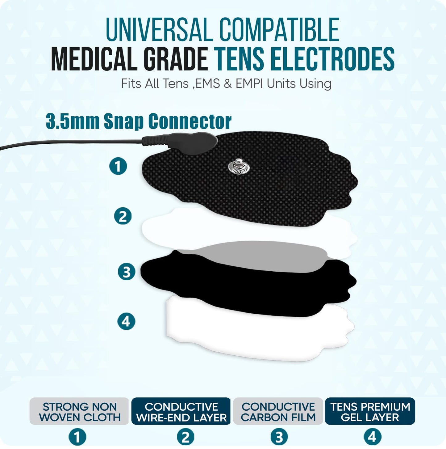 TENS Unit Electrode Pads Snap On Tens Unit Pads 22Pcs Multiple Sizes Electrodes Tens Unit Replacement Pads Snap Reusable 3.5Mm Snap Tens Pads Sm Electrodes Tens Unit Muscle Stimulator Black