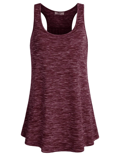 Cestyle Gym Shirts for Women, Ladies Fitness Tops Activewear Clothes Sleeveless Scoop Neck Loose Fit Knitted Breathable Flowy Racerback Cami Tanks XX-Large Wine