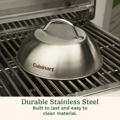 Cuisinart 9” Stainless Steel Melting Dome, Griddle Accessories for Flat Top Cooking, Basting Cover for Enhanced Flavor and Steaming Vegetables, Perfect for Indoor and Outdoor Cooking