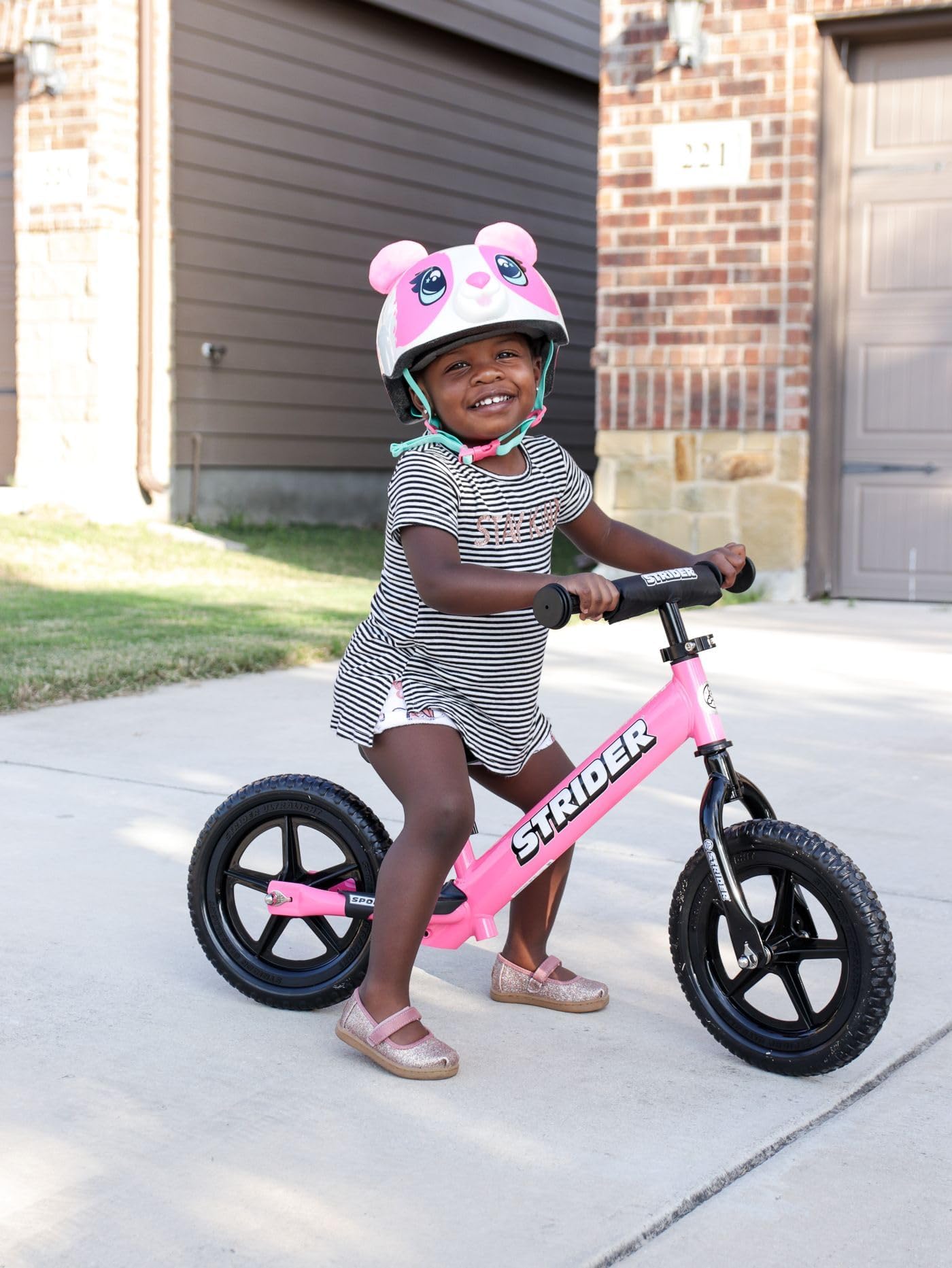 Strider 12” Sport Bike, Pink - No Pedal Balance Bicycle for Kids 1 to 4 Years - Includes Safety Pad, Padded Seat, Mini Grips & Flat-Free Tires - Tool-Free Assembly & Adjustments