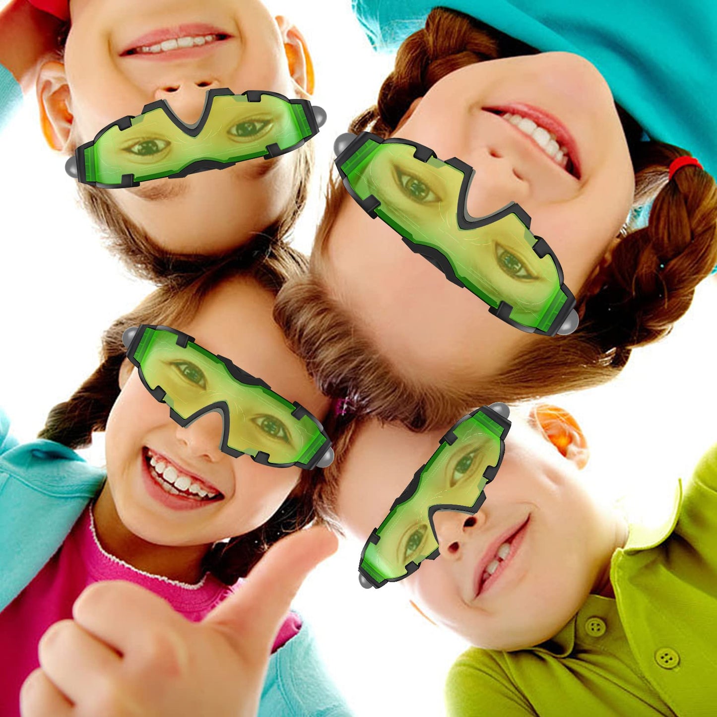 AGM Kids Night Vision Goggles, Adjustable Spy Gear Night Mission Goggles with Flip-Out Lights Green Lens