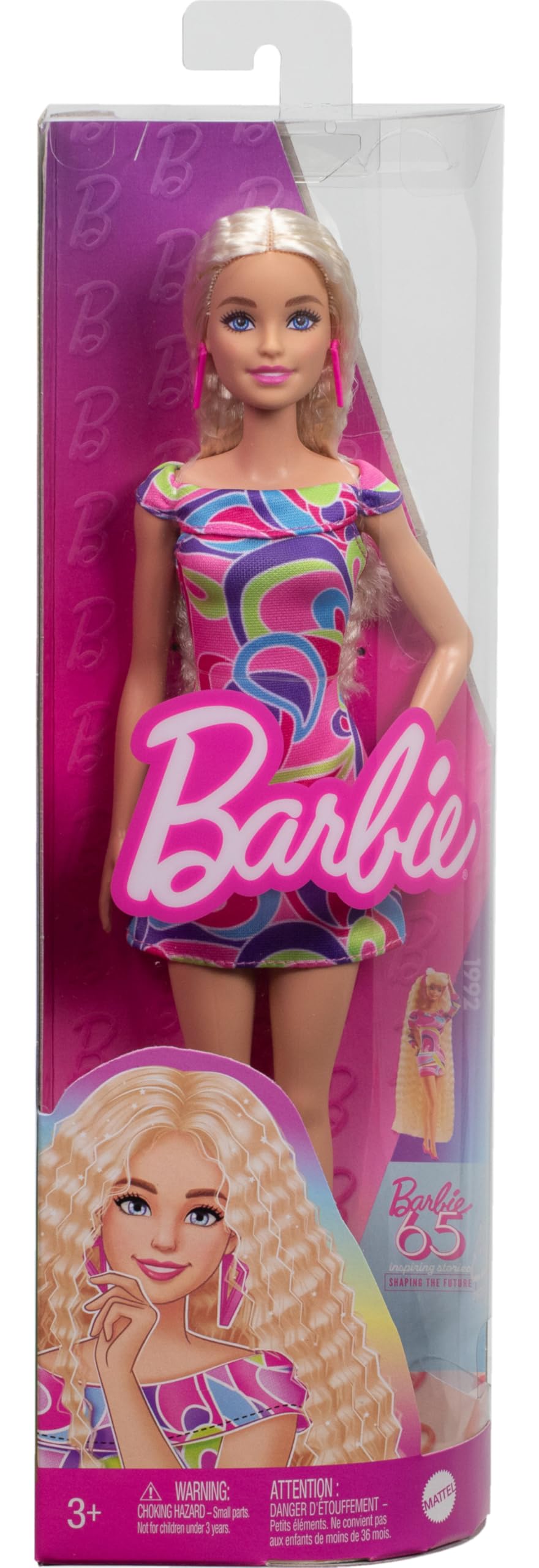 Barbie Fashionistas Doll #223 with Blonde Wavy Hair, Totally Hair-Inspired Dress & Accessories, 65th Anniversary Collectible Toy