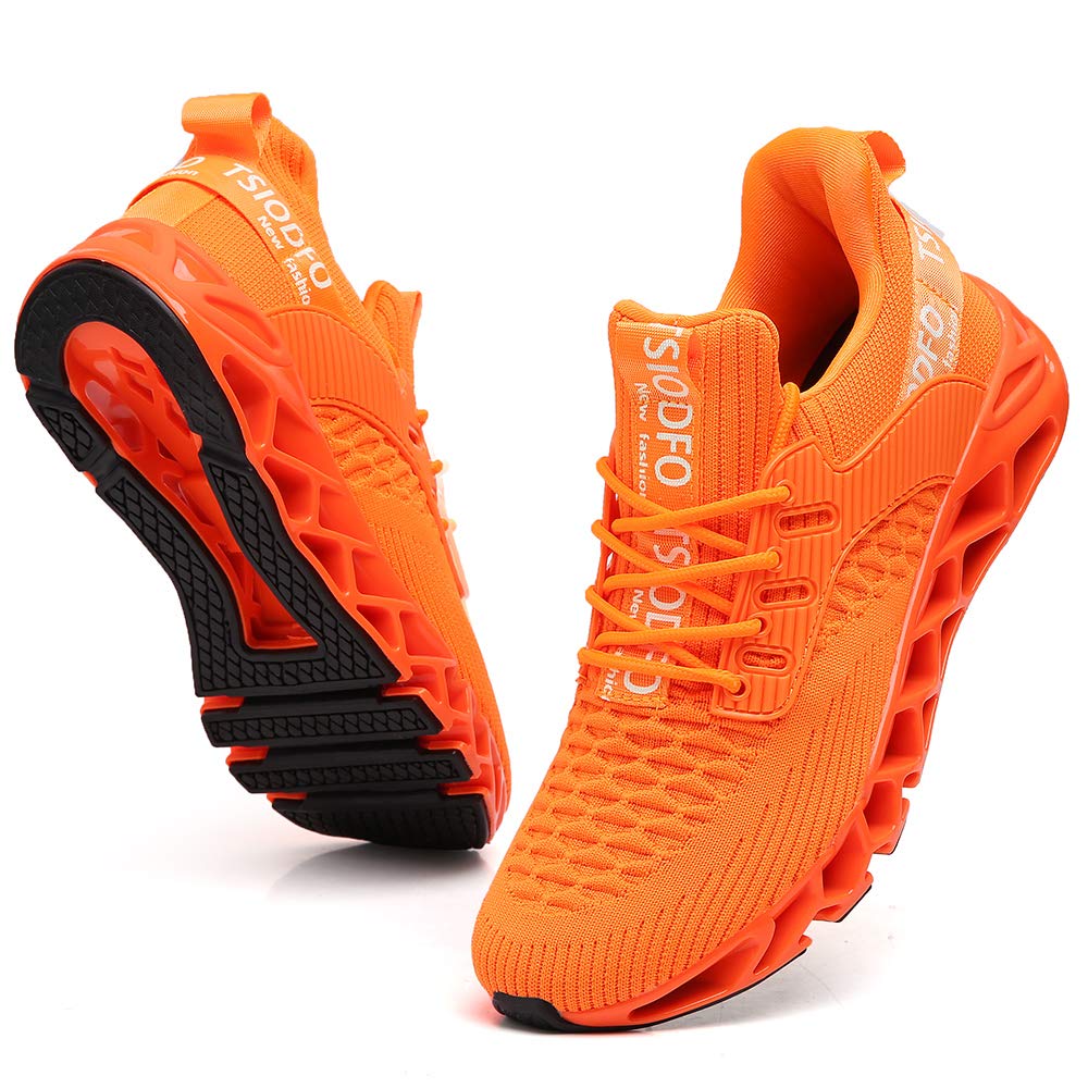 TSIODFO Slip on Sneakers for Women Sport Running Shoes Athletic Train Tennis Walking Shoes Ladies Gym Workout Jogging Fashion Sneaker Orange Size 8.5