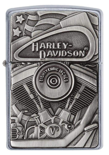 Zippo Harley-Davidson Motor Flag Emblem Street Chrome Pocket Lighter