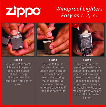 Zippo Lighter- Wolves Wolf Street Chrome Windproof Lighter #Z5224