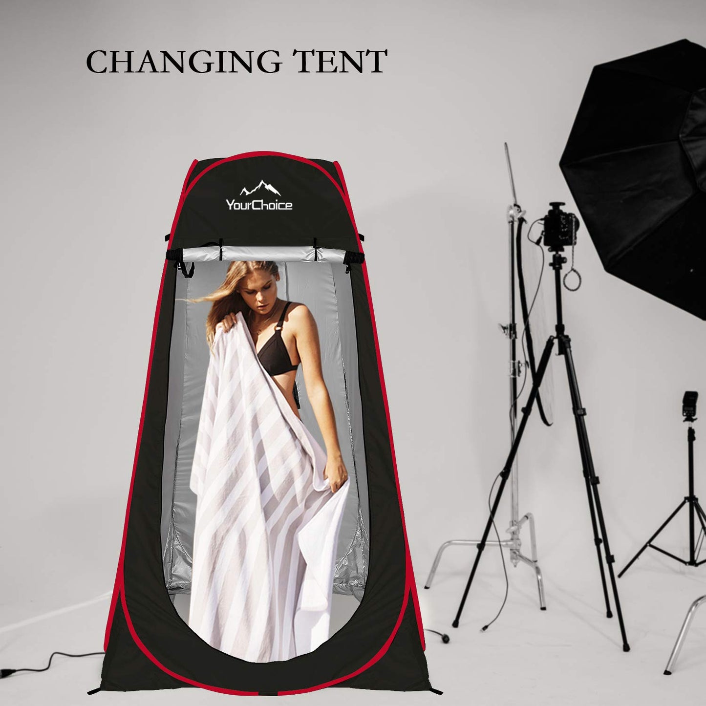 Your Choice Pop Up Privacy Shower Tent - Portable Changing Tent for Camping, Beach & Hiking - 6.2FT Lightweight with Carry Bag, Quick Setup & Full Coverage - Black