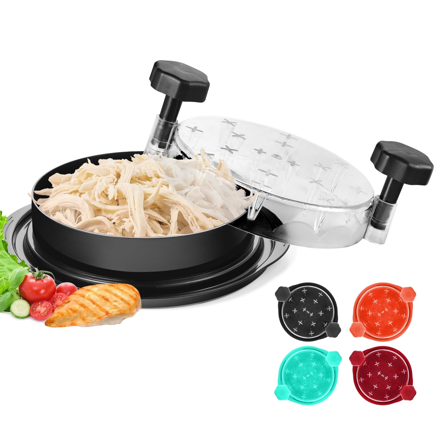 Chicken Shredder Tool Twist: 2025 Pro Food-Grade Visible Meat Shredder with Strong Anti-Slip Base, Ergonomic Handle, Chicken Breast Shredder, Suitable for Pork Beef Chicken - Black