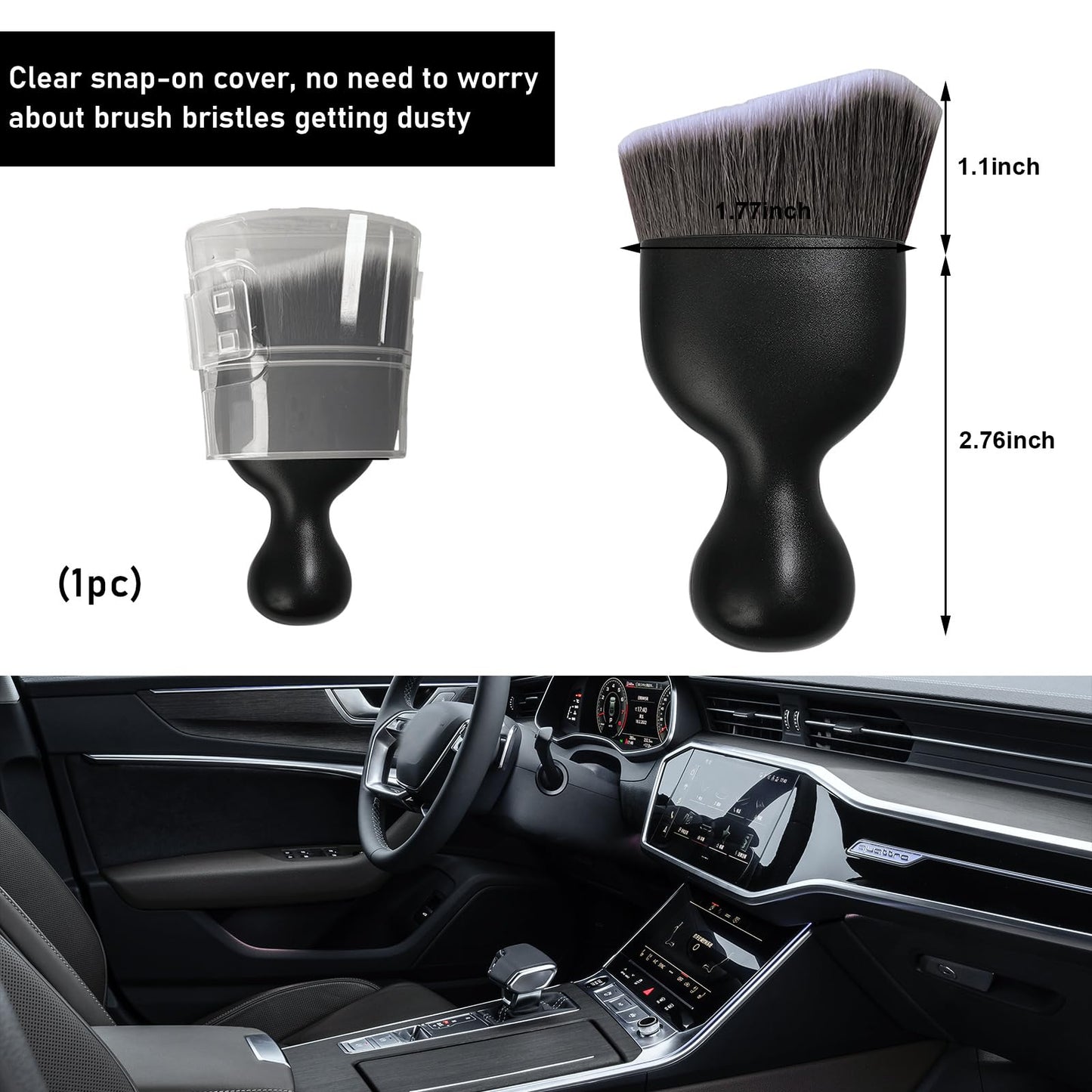 Ziciner Car Detailing Brush, Curved Soft Bristles Auto Removal Dust Collectors, Universal Vehicle Dashboard, Air Conditioner Vents etc Interior Cleaning Tool Accessories (Brown/White)