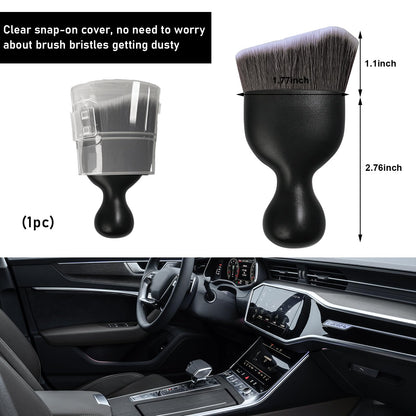 Ziciner Car Detailing Brush, Curved Soft Bristles Auto Removal Dust Collectors, Universal Vehicle Dashboard, Air Conditioner Vents etc Interior Cleaning Tool Accessories (Brown/White)