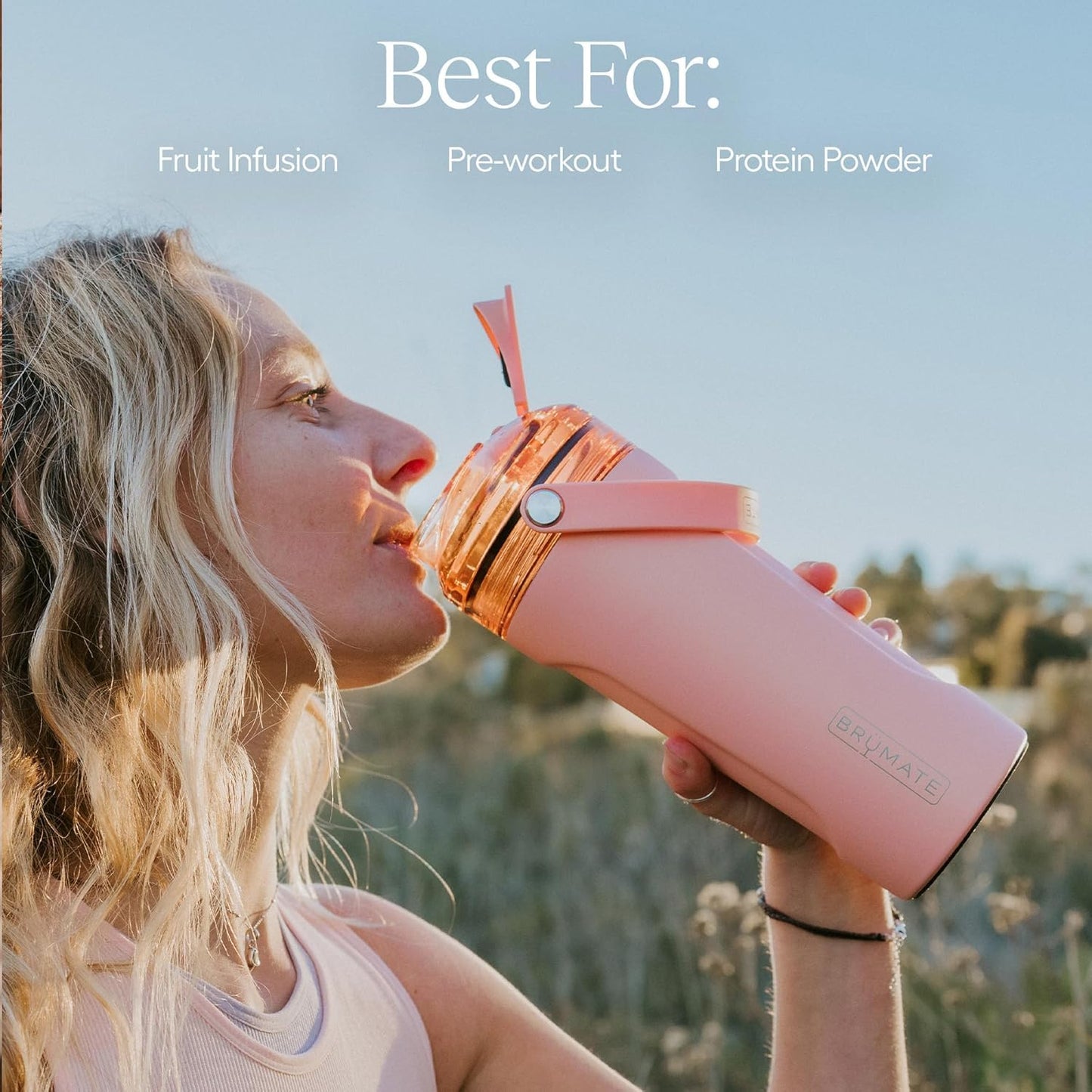 BrüMate MultiShaker Bottle | 100% Leakproof Insulated Stainless Steel Shaker Bottle | Protein Shaker Bottle, and Pre Workout Bottle for the Gym | 26oz (Rose Taupe)