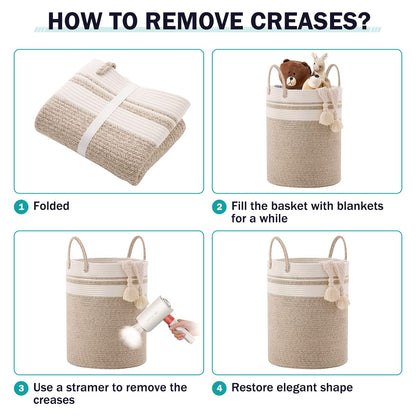 YOUDENOVA Woven Rope Laundry Hamper Basket, 72L Tall Luandry Basket, Baby Nursery Hamper for Blanket Storage, Clothes Hamper for Laundry in Bedroom-Large-Brown