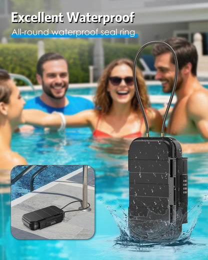 AMIR Portable Safe Box, Combination Security Case LockBox with Code, Waterproof Anti-Theft Mini Travel Safe Box with Removable Chain, Portable Lock Box for Home, Office, Christmas