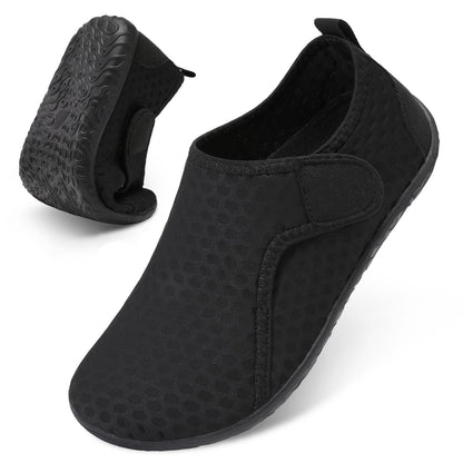 XIHALOOK Womens Mens Summer Outdoor Sports Shoes Aqua Barefoot for Beach Pool Swim Diving Pure Black, 8-9 Women/6.5-7 Men