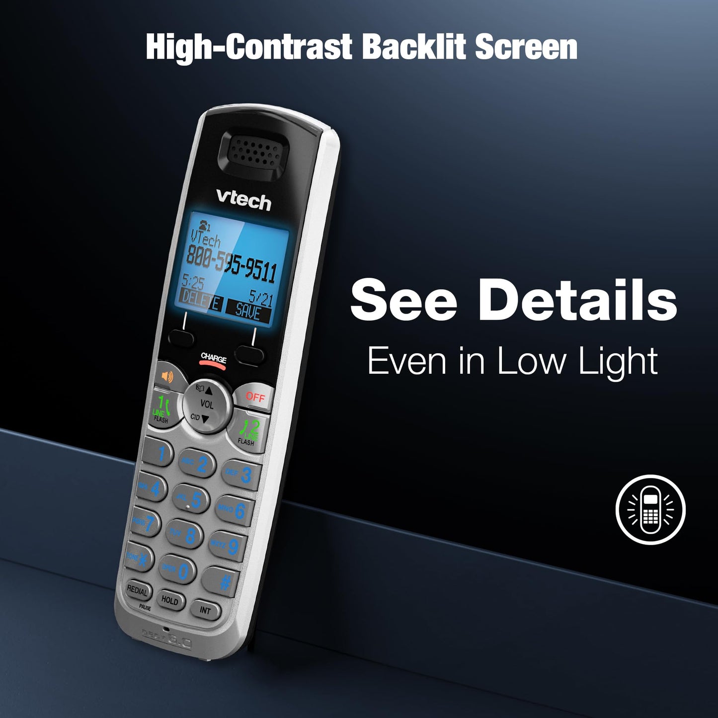 VTech DS6151-2 2 Handset 2-Line Cordless Phone System for Home or Small Business with Digital Answering System & Mailbox on Each line, Silver