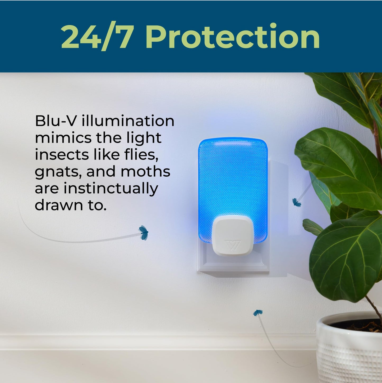 Wondercide - Flying Insect and Fly Trap - Indoor Bug Catcher for Fruit and House Flies, Gnats, Moths, and Mosquitoes - Starter Kit for Home and Kitchen - 2 Plug-in Lights and 2 Cartridges