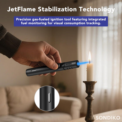 Sondiko Torch Lighters, Refillable Butane Lighter with Adjustable Jet Flame, Metal Shell, Transparent Fuel Window, Butane Nozzle Adapter Kit for Candle, Grill, BBQ, Fireworks