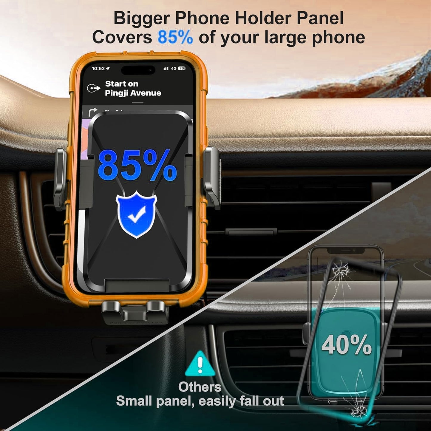 Qifutan Cell Phone Holder [Never Fall Upgrade Clip] Phone Holder Car Automobile Air Vent Hands Free for Car Fit Car Phone Holder Mount for All for iPhone Android Smartphone