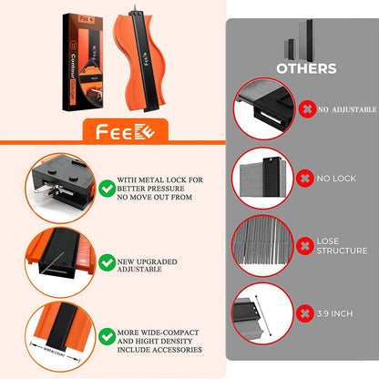 Contour Gauge (12 Inch) with Lock Profile Tool, Gifts for Men Dad Husband Him Super Contour Duplicator Men Gifts Woodworking Tools Carpenter Tools Construction Outline Angle Measuring Tool for Mens