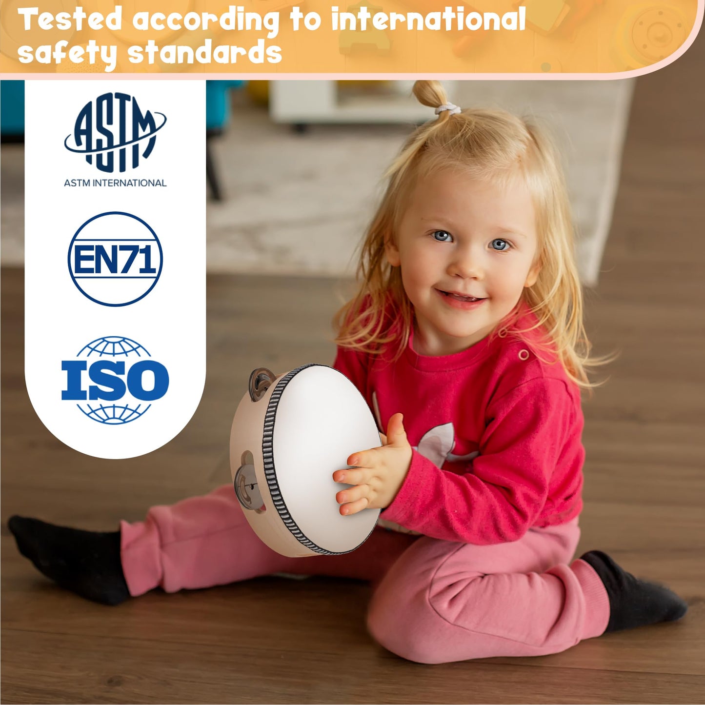 Stoie's Wooden Kids Musical Instruments for 3-9 Years Old, with Drum, Hand Bells, Flute, Maracas, Castanet, Tamburine, for Babies and Toddlers, Durable, Safe, Montessori Educational Toy, Storage Bag