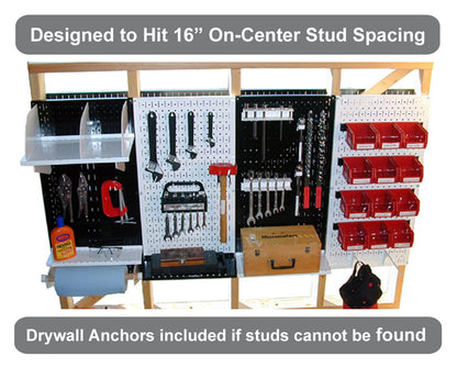 Wall Control Pegboard Organizer 4 ft. Metal Pegboard Standard Tool Storage Kit with Black Toolboard and Black Accessories