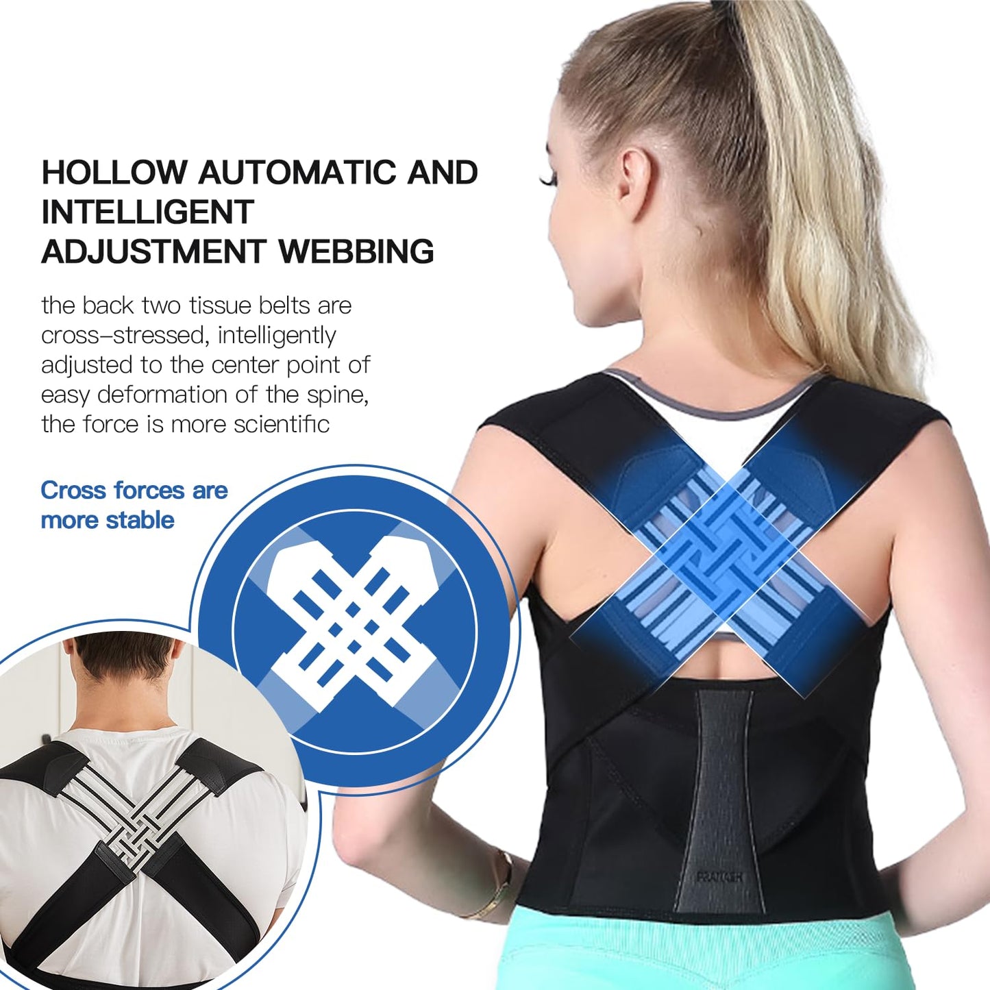 VOKOKOYA Posture Corrector for Women and Men,Adjustable Shoulder Straightener,Back Support Brace,Upper Spine scoliosis, hunchback