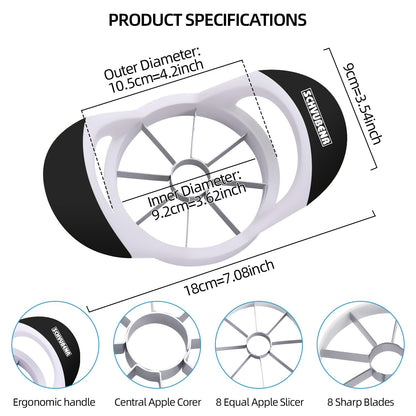SCHVUBENR 3.5 Inch Apple Slicer - Professional Apple Cutter - Stainless Steel Apple Corer - Super Sharp Apple Slicer and Corer - Apple Tool with 8 Sharp Blades(Black)