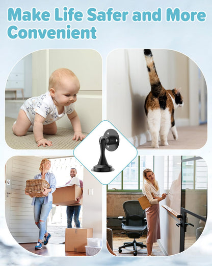 Door Stoppers Magnetic Door Catch - 2 Pack Stainless Steel Heavy Duty Door Stops for Bottom of Door, Wall & Floor Mounting No-Drill Strong Adhesive & Screws, Strong Door Holder to Keep Door Open