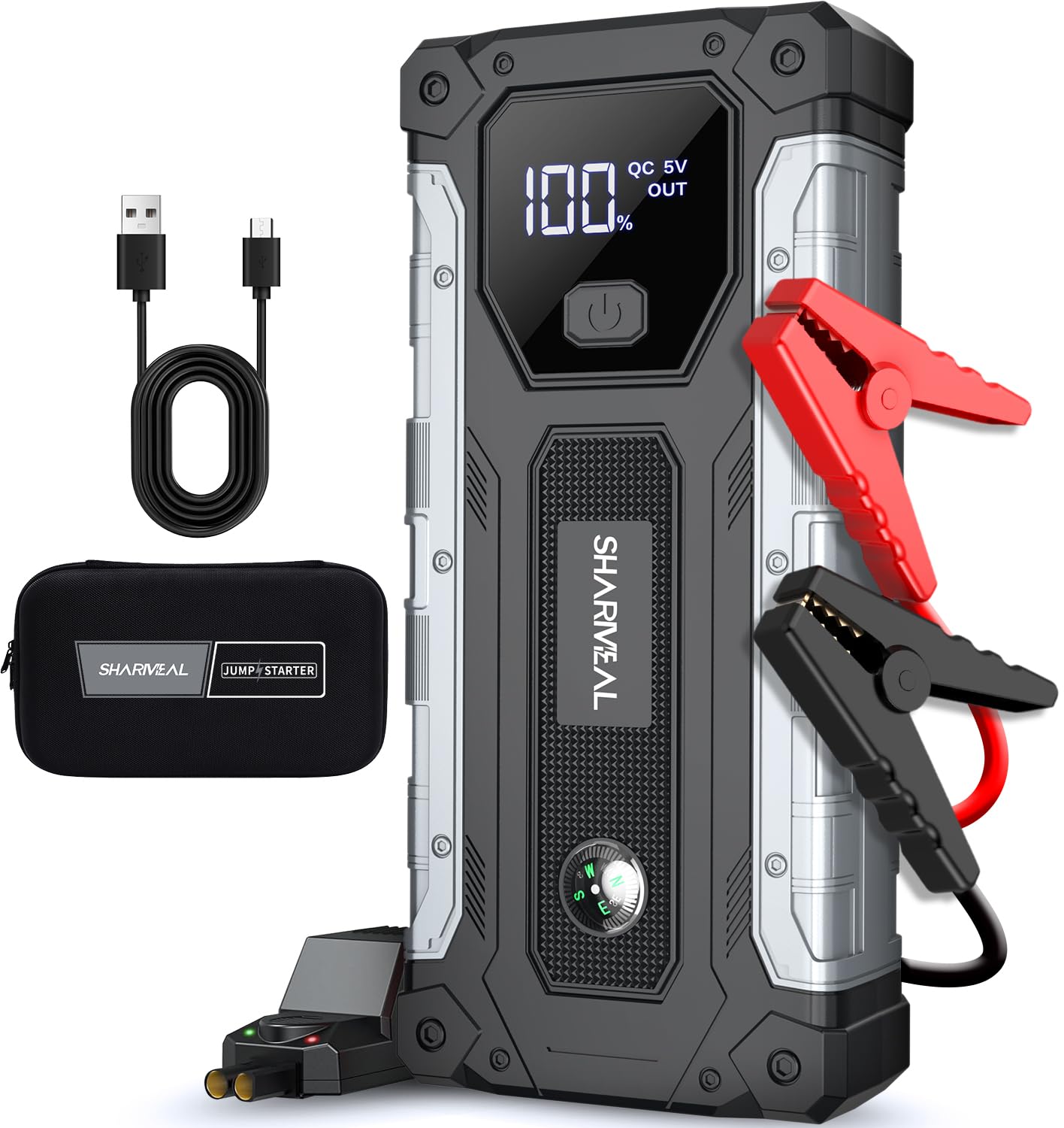 Sharmeal Car Jump Starter 4000A, Jump Starter Battery Pack for Up to 10.0L Gas and 8.0L Diesel Engines, 12V Portable Jump Box with LED Light