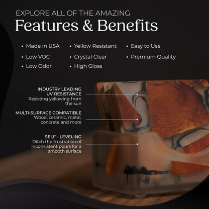 Promise Epoxy UV Art Resin 16 Oz Kit – Crystal Clear Table Top Epoxy with Superior UV Resistance, Perfect for Casting, DIY Projects, Jewelry Making, Home Décor, and Other Arts and Crafts