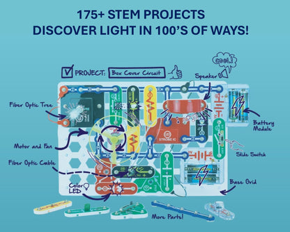 Snap Circuits Light Electronics Exploration Kit | Over 175 Exciting STEM Projects | Full Color Project Manual | 55+ Snap Circuits Parts | STEM Educational Toys for Kids 8+