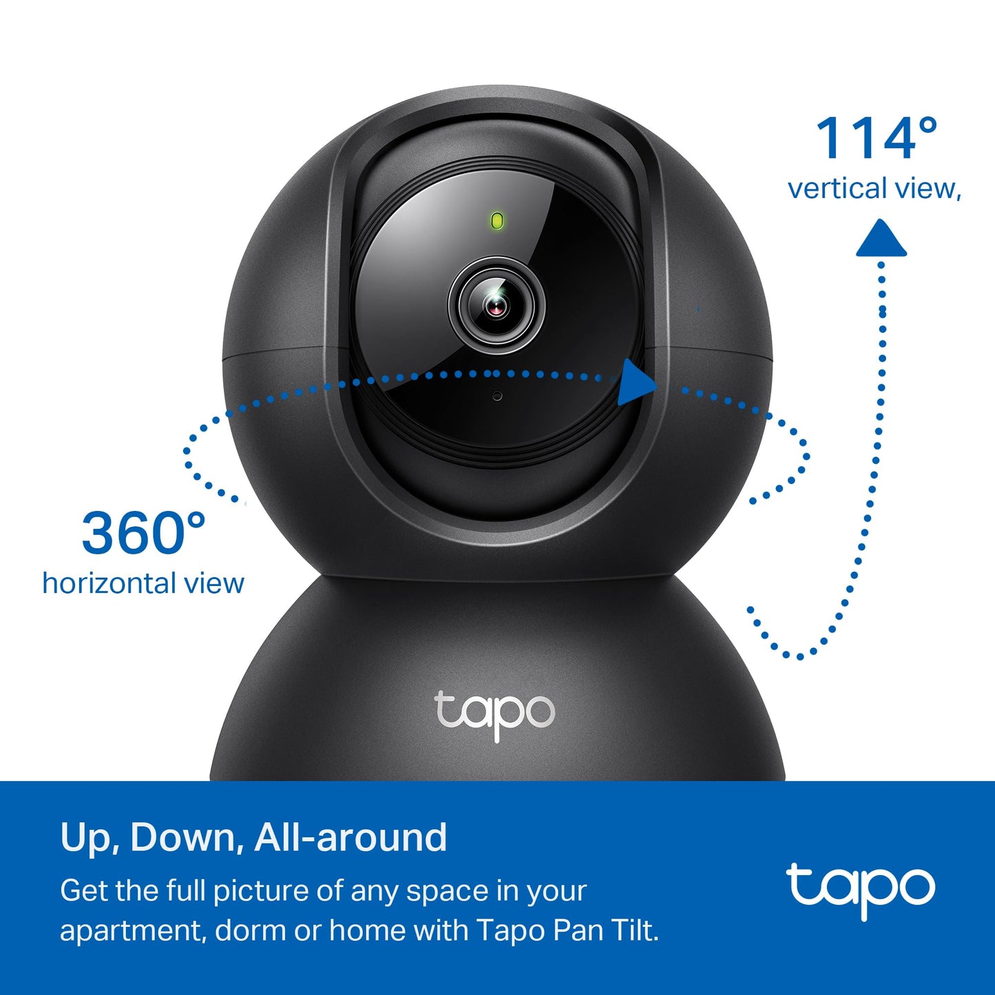 Tapo by TP-Link Pan/Tilt Security Camera for Baby Monitor, Pet Camera w/Motion Detection, 1080P, 2-Way Audio, Night Vision, Cloud & SD Card Storage, Works with Alexa & Google Home, Black (Tapo C201)