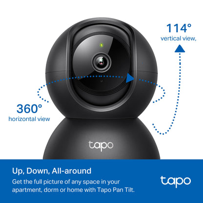 Tapo by TP-Link Pan/Tilt Security Camera for Baby Monitor, Pet Camera w/Motion Detection, 1080P, 2-Way Audio, Night Vision, Cloud & SD Card Storage, Works with Alexa & Google Home, Black (Tapo C201)