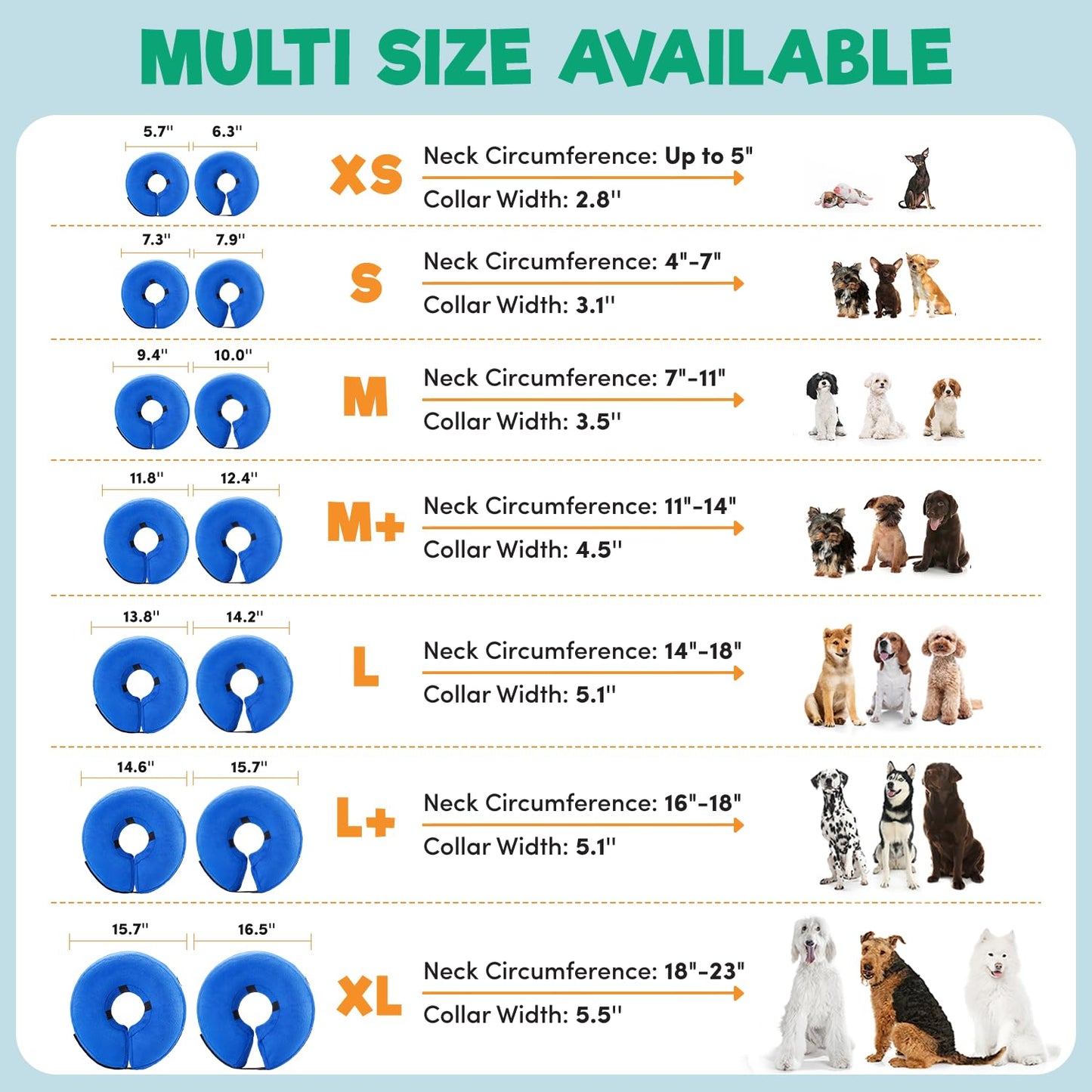 BENCMATE Inflatable Dog Cone Collar Alternative, Soft Dog Cone for Small Medium Large Dogs and Cats, Neck Recovery ECollar Donut Collar After Surgery (X-Small，Blue)