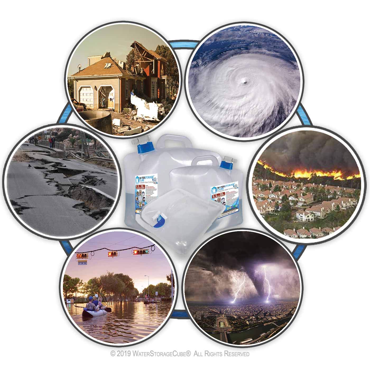 WaterStorageCube BPA-Free Collapsible Water Container with Spigot, Camping Water Storage Carrier Jug for Outdoors Hiking Backpack & Survival Kit, Foldable Portable Water Canteen (8-Pack)