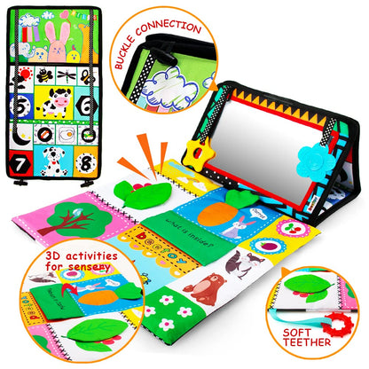 beetoy Tummy Time Baby Mirror Toys with Black and White Pattern, High Contrast 3D Activity Play Crinkle Toys Baby Mirror for Newborn 0 3 6 Months