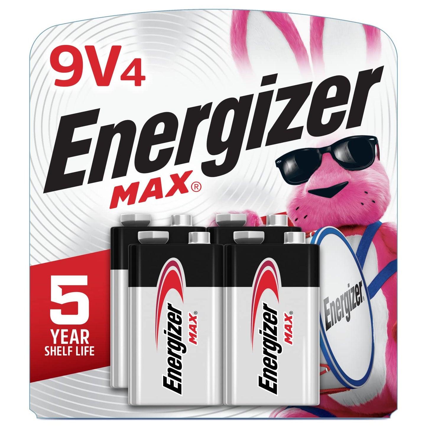 Energizer MAX 9V Batteries (4 Pack), 9 Volt Alkaline Batteries