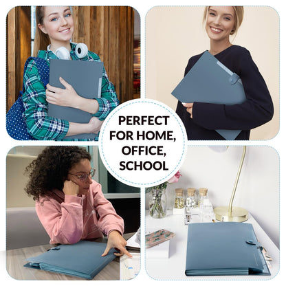 SKYDUE Expanding File Organizer with 8 Pockets, Accordion File Folders with Labels, Portable Document Paper Bill Receipt Organizer, Home College School Office Supplies, Letter Size, Blue