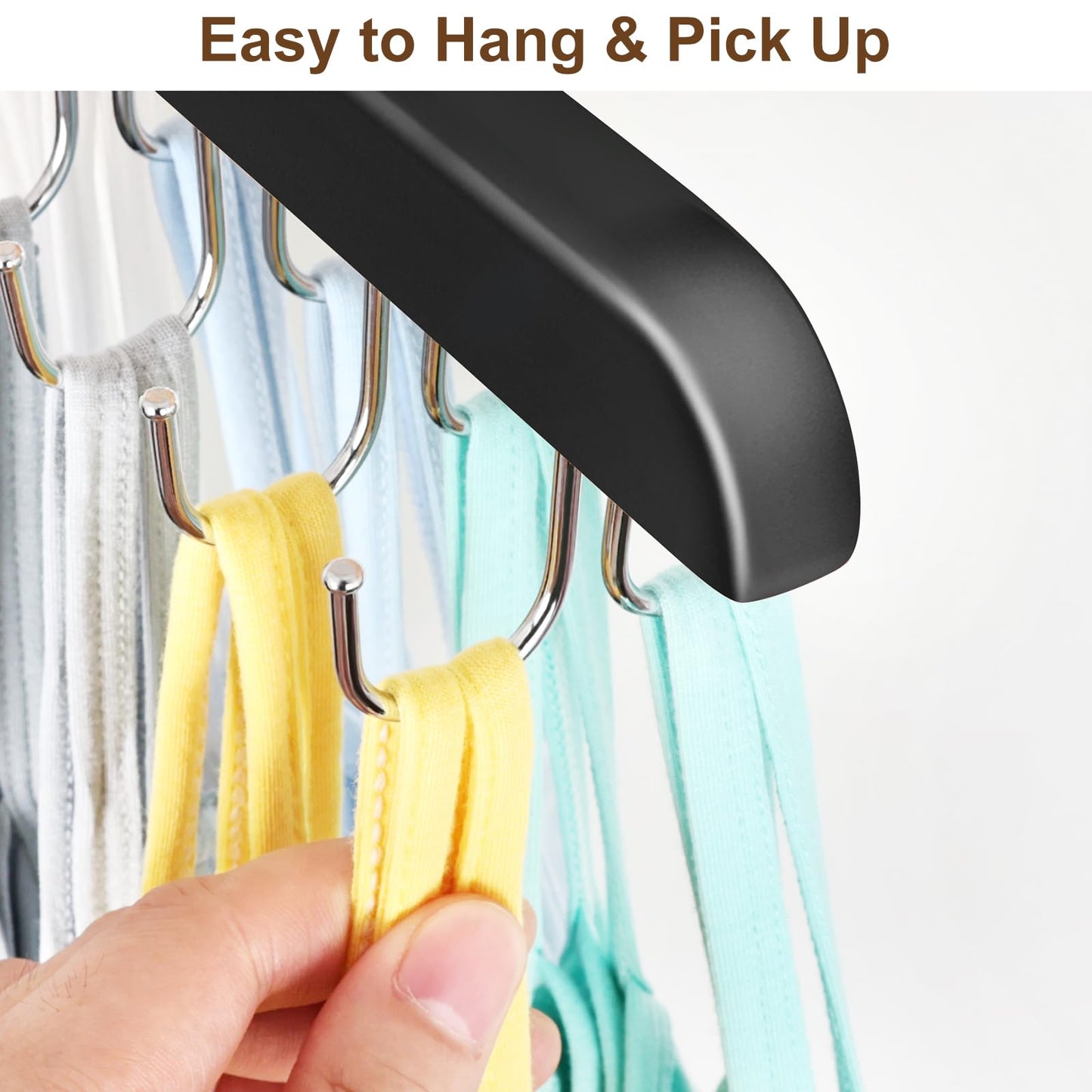 Bra Hanger for Closet, Tank Top Organizer 20 Hooks Capacity Foldable Wood Space Saving Hanger Closet Organizers and Storage for Dorm & Apartment for Tank Top, Hats, Scarf etc.