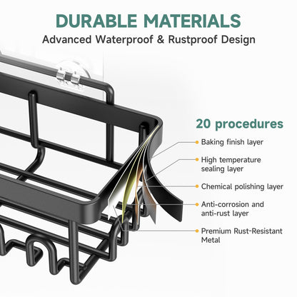 Veken Rustproof & Waterproof Shower Caddy 6-Pack, No Drilling Adhesive Shelves Rack with Soap Holder, Large Capacity Bathroom Organizers and Storage, Wall-Mounted Kitchen & Home Decor