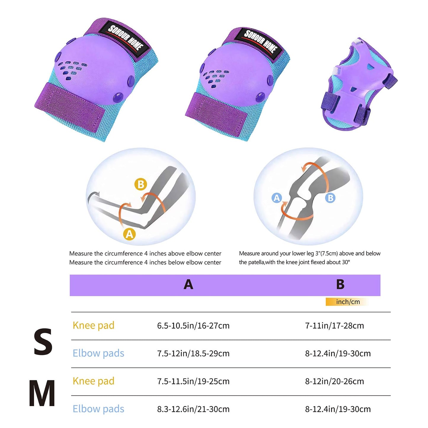 Youth/Kids Knee Pads Elbow Pads Wrist Guards Protective Gear Set for 3-15 Years Child Roller Skates, Skateboard, Cycling, Inline Skating, BMX Bike, Balance Bike, Scooter Riding and Other Outdoor Sports