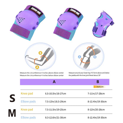 Youth/Kids Knee Pads Elbow Pads Wrist Guards Protective Gear Set for 3-15 Years Child Roller Skates, Skateboard, Cycling, Inline Skating, BMX Bike, Balance Bike, Scooter Riding and Other Outdoor Sports