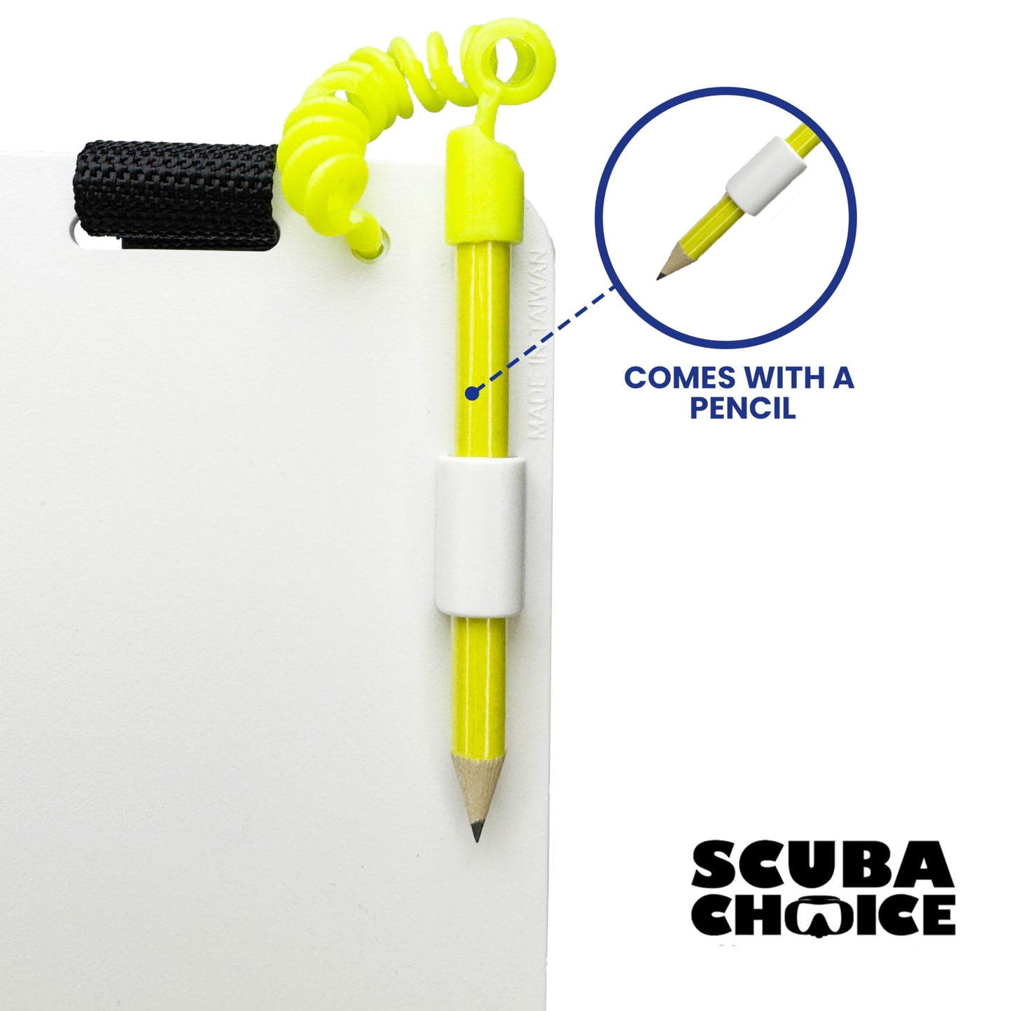 Scuba Choice 6" x 4" Diving Slate with Clip & Graphite Pencil – Waterproof Reusable Underwater Writing Pad for Scuba Diving, Snorkeling, Freediving and Diving Lessons
