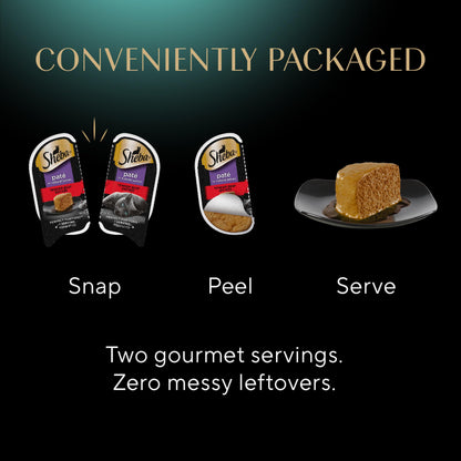 Sheba Perfect Portions Wet Cat Food Pate Tender Beef Entree, 2.6 oz. Twin-Pack Trays (24 Count, 48 Servings)