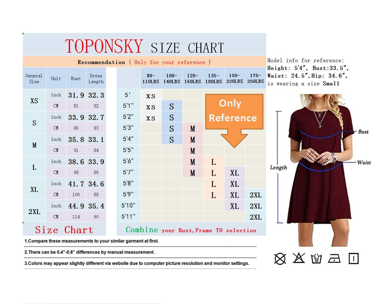 TOPONSKY Women's Casual Plain Short Sleeve Fit Simple T-shirt Loose Cotton Dress,Ad Orange,X-Large