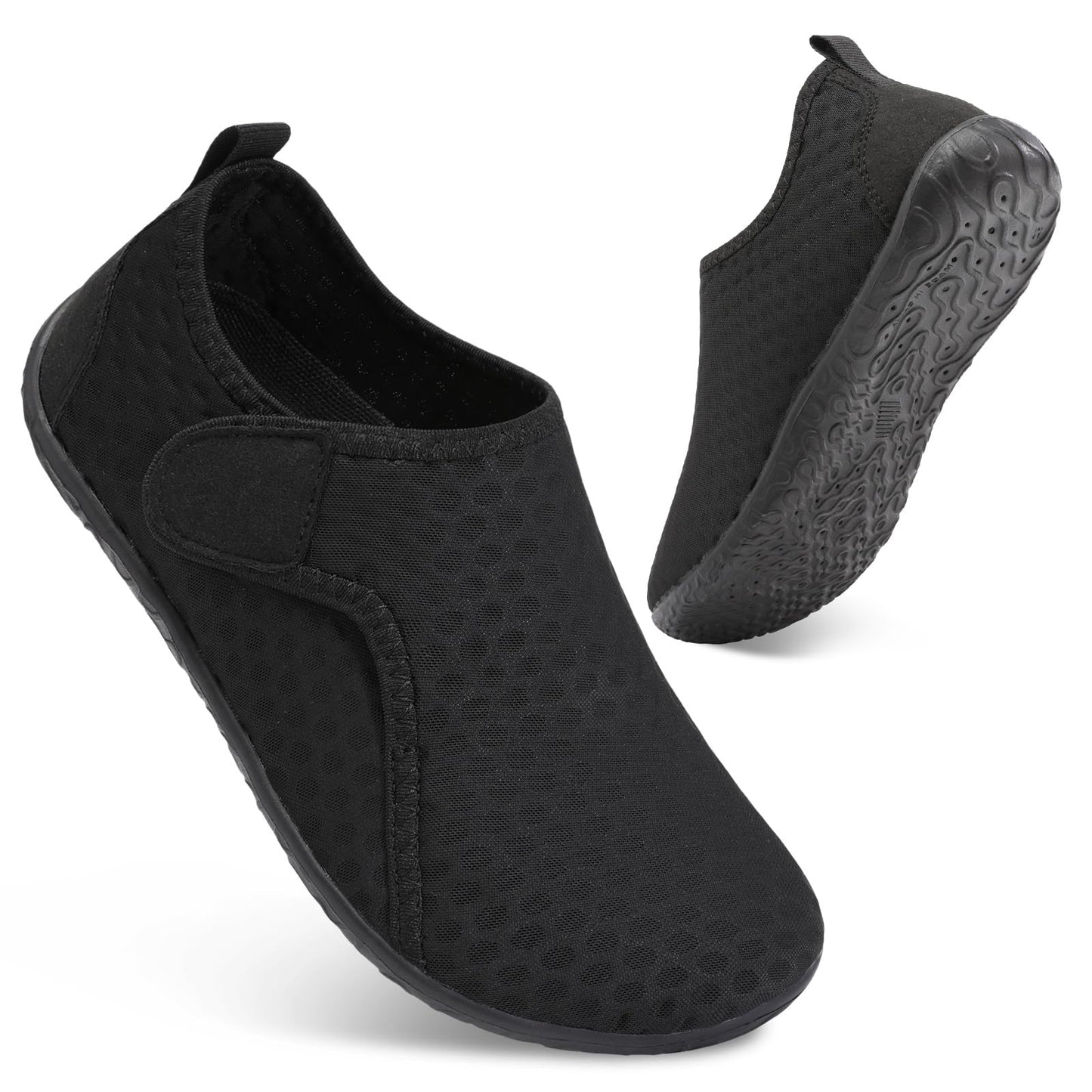 XIHALOOK Womens Mens Summer Outdoor Sports Shoes Aqua Barefoot for Beach Pool Swim Diving Pure Black, 8-9 Women/6.5-7 Men