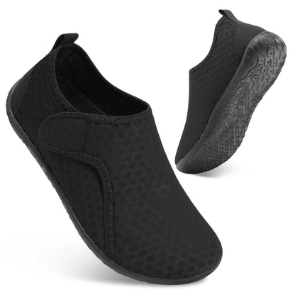 XIHALOOK Womens Mens Summer Outdoor Sports Shoes Aqua Barefoot for Beach Pool Swim Diving Pure Black, 8-9 Women/6.5-7 Men