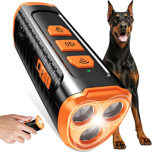 Cbersmg Dog Bark Deterrent Device 3X Anti Barking Device for Dogs, 5 Modes Stop Neighbors Dog Barks No More Safe for All Dogs 50FT Bark Control Indoor Outdoor with Flashlight,Dog Training Device